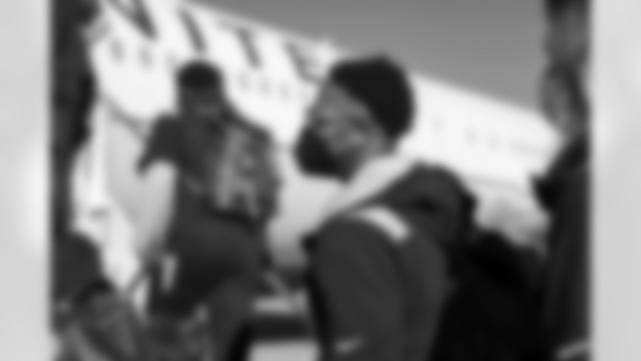 Courtland Sutton on the tarmac at Denver International Airport on December 4, 2021 during the team's travel to Kansas City in Week 13. (Photo by Joe Abdellah)