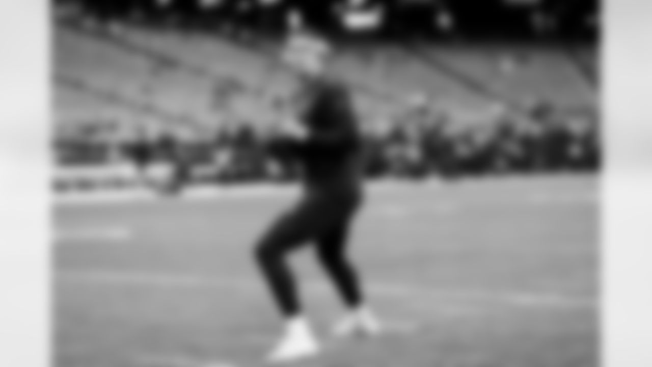 Drew Lock before the Broncos' Week 16 game against the Las Vegas Raiders at Allegiant Stadium in Las Vegas, Nevada on December 26, 2021. (Photo by David Dermer)