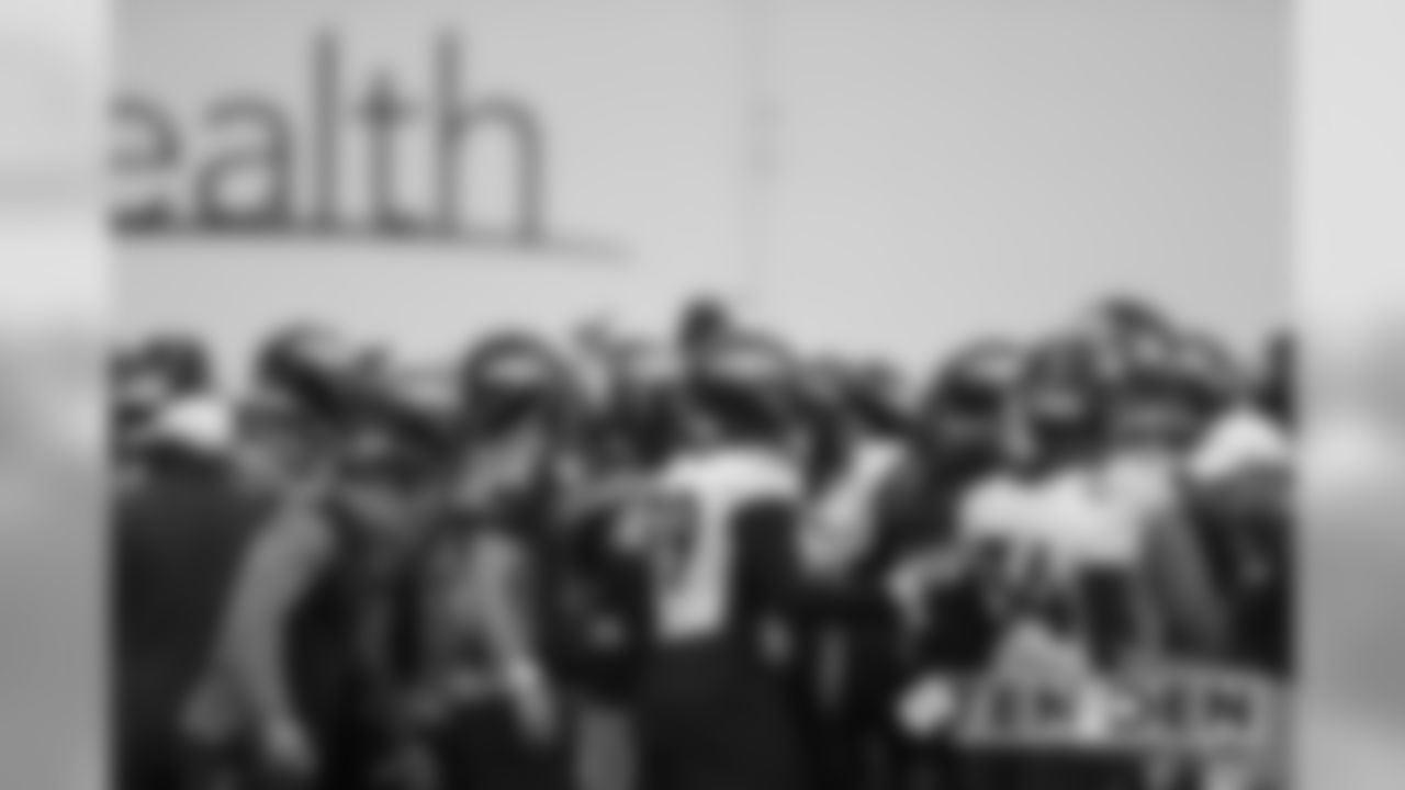 The team huddles up during practice at UCHealth Training Center on October 10, 2019. (Photo by Gabriel Christus)
