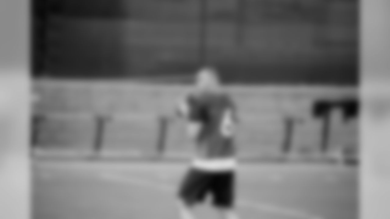 Quarterback Chad Kelly, an eligible non-rookie player, throws the ball at a rookie minicamp walkthrough on Friday afternoon.