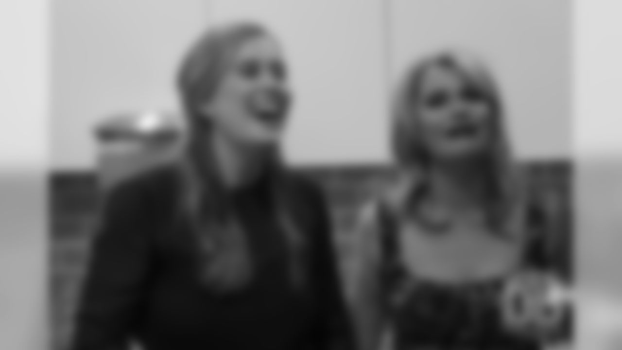 Brittany Bowlen and Christianna Bowlen after David Baker gave the news that Pat Bowlen was elected for enshrinement in the Pro Football Hall of Fame's Class of 2019 on February 2, 2019.