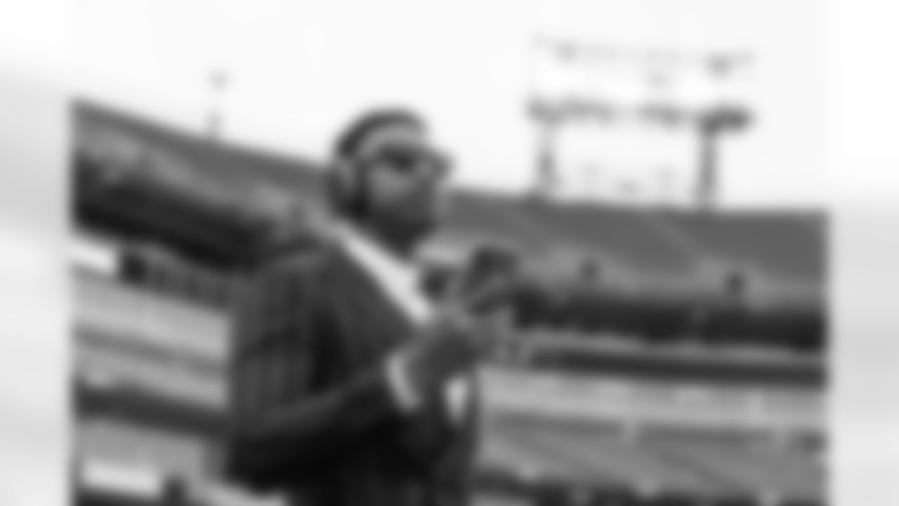 Courtland Sutton during player arrivals at the Broncos' Week 10 game against the Tennessee Titans at Nissan Stadium in Nashville, Tennessee on November 13, 2022. (Photo by Ben Swanson)
