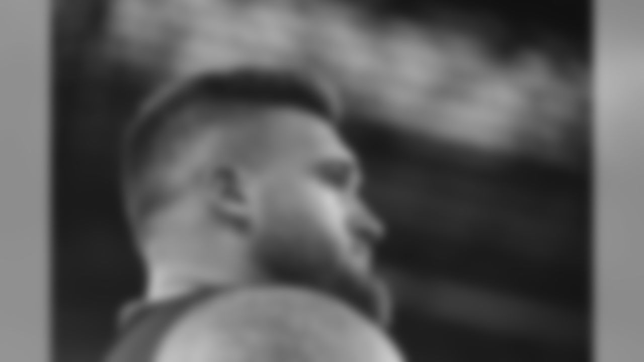 Kansas State offensive lineman Dalton Risner during the 2019 Scouting Combine in Indianapolis on Friday, March. 1, 2019. (Perry Knotts via AP)