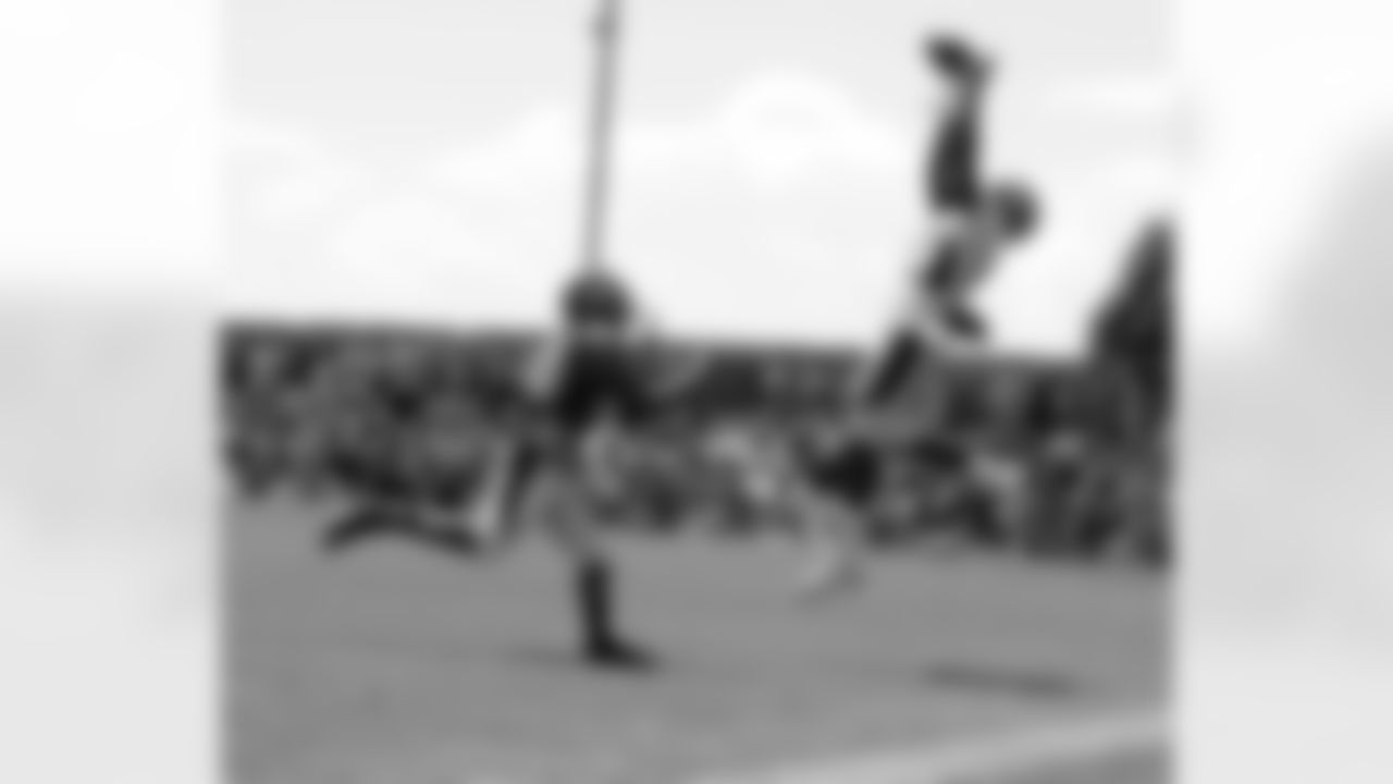 Robinson goes up for a catch over Hester.