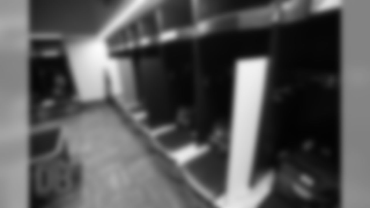 Precautions to help prevent the spread of COVID-19 can be seen during a recent visit to UCHealth Training Center. Here, the locker room incorporates dividers between lockers to ensure social distancing. Players will be assigned to every other locker. (Photo by Ben Swanson)