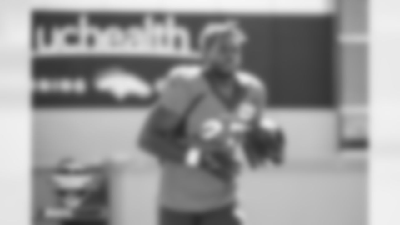 Melvin Gordon III at practice on Day 11 of training camp at UCHealth Training Center in Englewood, Colorado on August 8, 2022. (Photo by Ben Swanson)