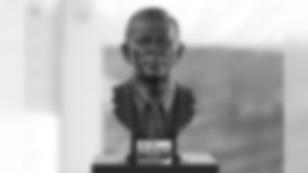 Pat Bowlen's Hall of Fame bust at the Broncos' Ring of Fame and Fantennial event recognizing the Broncos Top 100 Team on October 11, 2019 at Empower Field at Mile High. (Photo by Gabriel Christus)