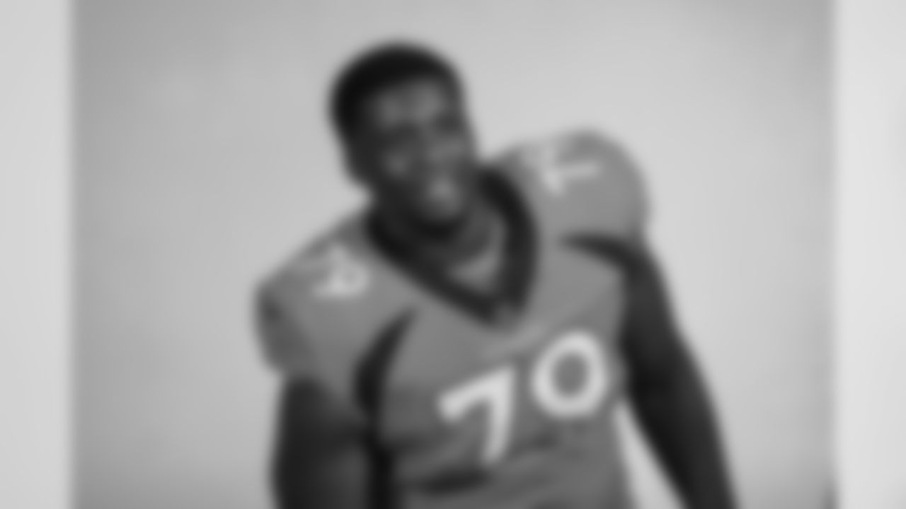 Lloyd Cushenberry III during a media session with green screens and a photo studio for early reports at UCHealth Training Center on July 31, 2020. (Photo by Ben Swanson)