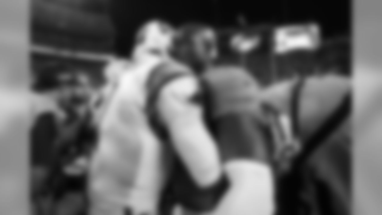 Denver Broncos linebacker DeMarcus Ware (94) hugs Carolina Panthers quarterback Cam Newton (1) after game action against the Carolina Panthers during the game at Sports Authority Field at Mile High in Denver, CO, September 08, 2016.
Photo by Gabriel Christus