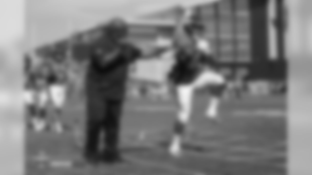 Running back Devontae Booker (23) and Running Backs Coach Curtis Modkins during a training camp practice with the Chicago Bears at UCHealth Training Center on Aug. 15, 2018.