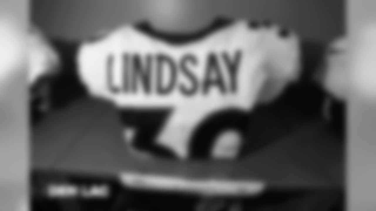 Phillip Lindsay's jersey in the locker room pregame before the Broncos' Week 11 game against the Los Angeles Chargers at StubHub Center on November 18, 2018.