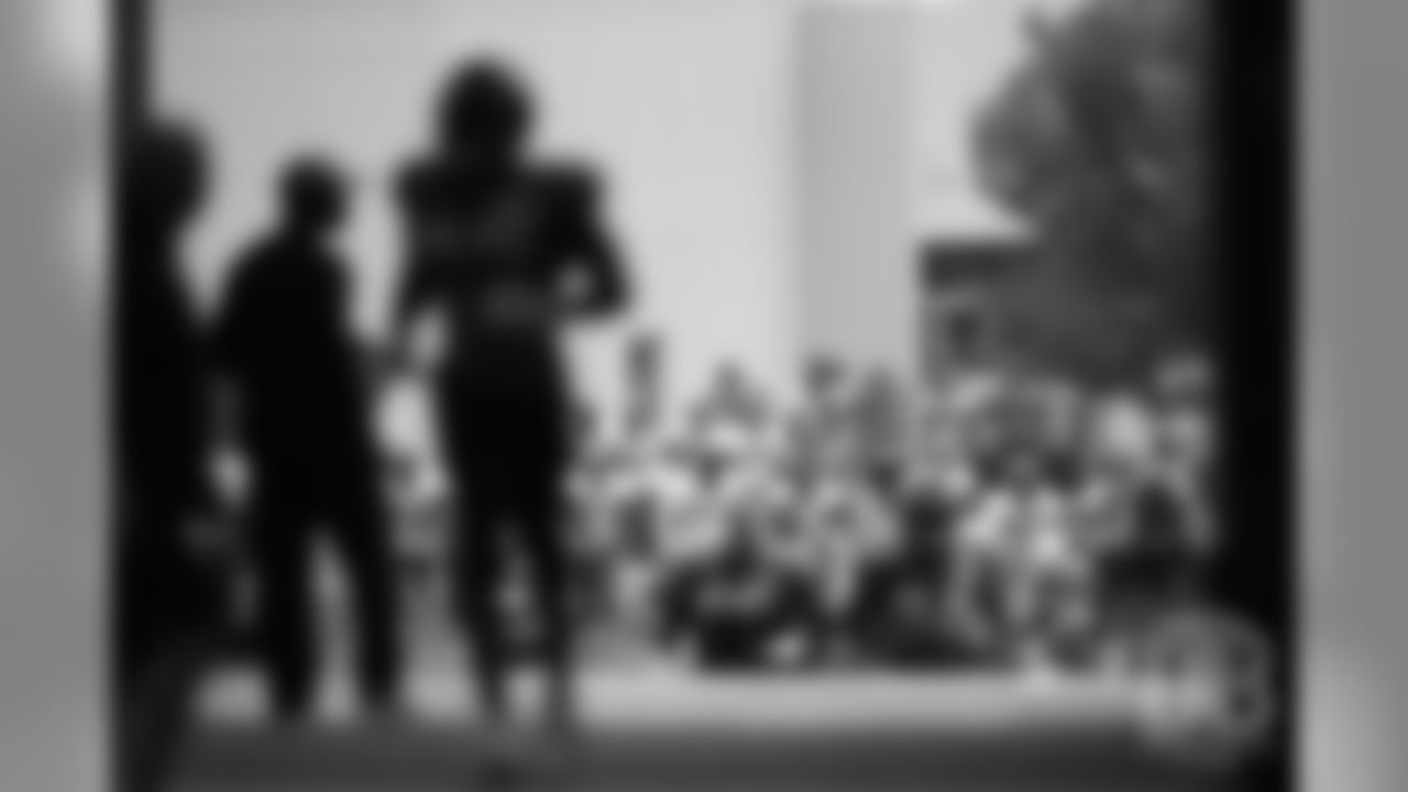August 7
Because of inclement weather, the Broncos had to head indoors for one day during training camp, making the trip from the weight room to the Pat Bowlen Fieldhouse for practice a short one.