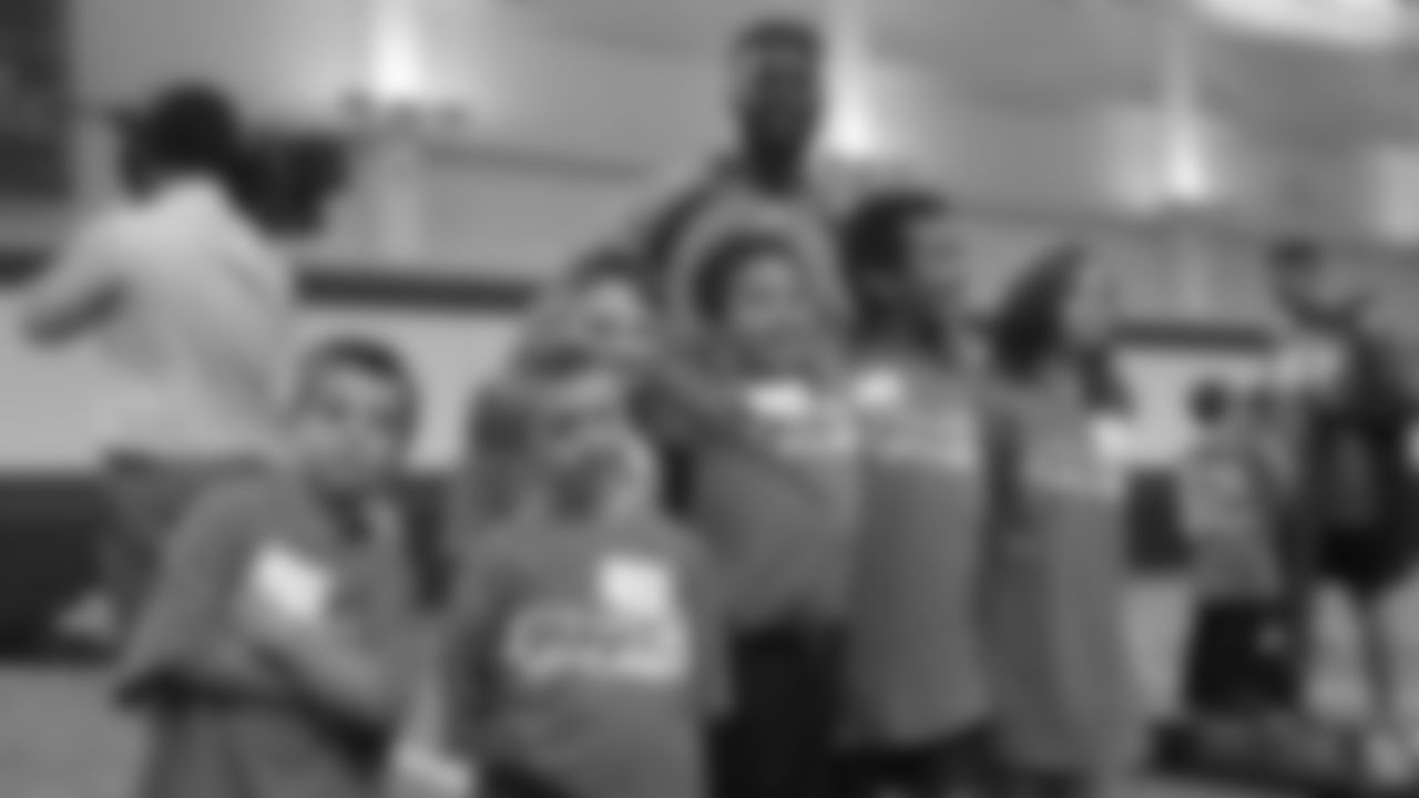 Emmanuel Sanders poses for a group photo during a PLAY 60 All-Ability Clinic with Special Olympics Colorado for 125 athletes at UCHealth Training Center at May 7, 2019.
