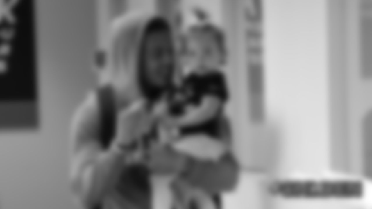 Justin Simmons and his daughter during a family breakfast at UCHealth Training Center on September 14, 2019. (Photo by Emily Simanskis)