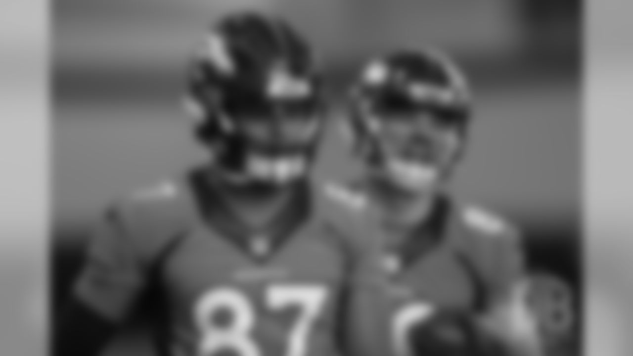 Tight end Noah Fant during the first day of rookie minicamp practice on May 10, 2019.