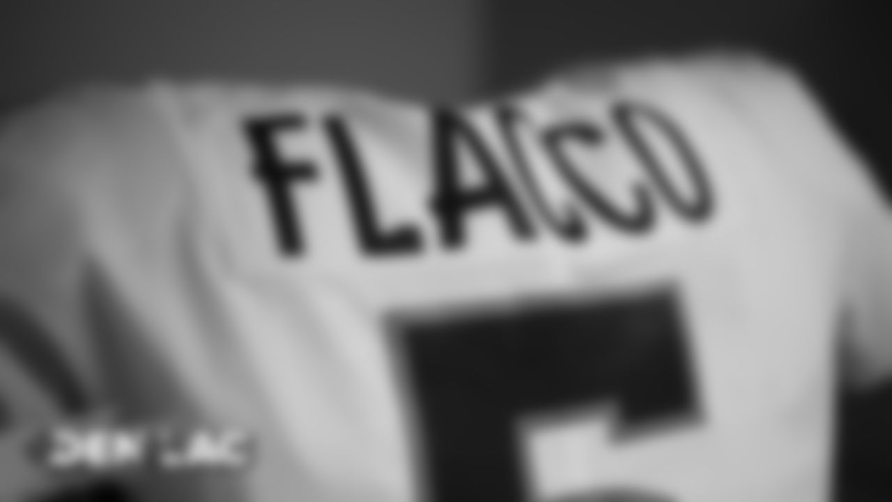 Joe Flacco's jersey in the visiting locker room for the Broncos' game against the Los Angeles Chargers at Dignity Health Sports Park on October 6, 2019. (Photo by Ben Swanson)
