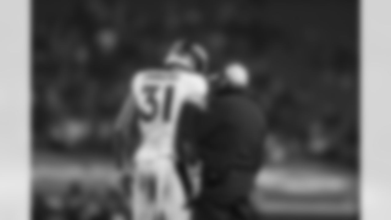 Denver Broncos safety Justin Simmons (31) talks with Denver Broncos head coach Vic Fangio during the NFL game against the Kansas City Chiefs at Arrowhead Stadium in Kansas City, Missouri, December 06, 2020.
Photo by Gabriel Christus