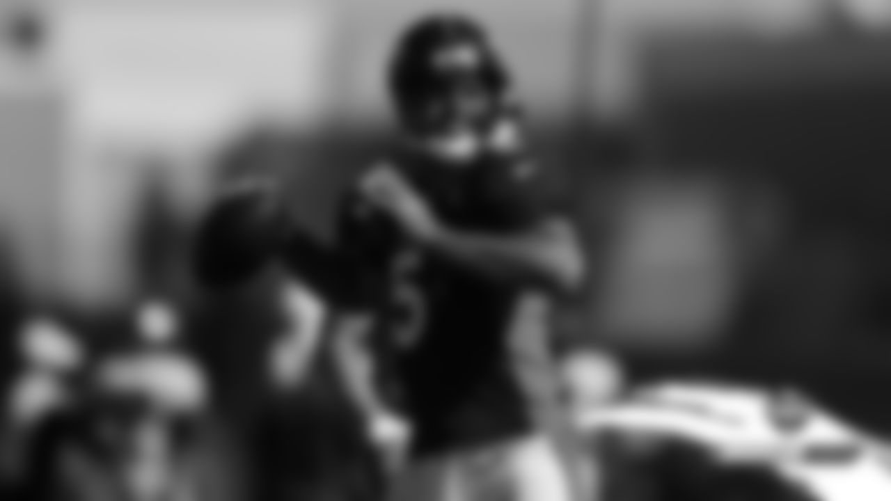 Joe Flacco during practice on Day 16 of training camp on August 12, 2019.