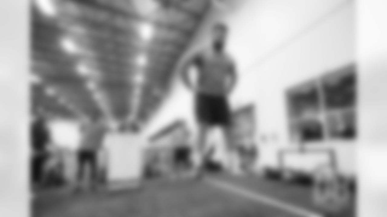 Austin Schlottmann during offseason workouts at UCHealth Training Center in Englewood, Colorado, on April 2, 2019.
Photo by Gabriel Christus