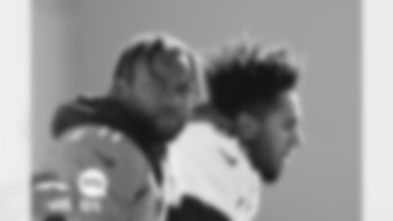 Diontae Spencer and Caden Sterns during practice on Wednesday, October 27, 2021 at UCHealth Training Center in Denver, Colorado.
Photo by Gabriel Christus