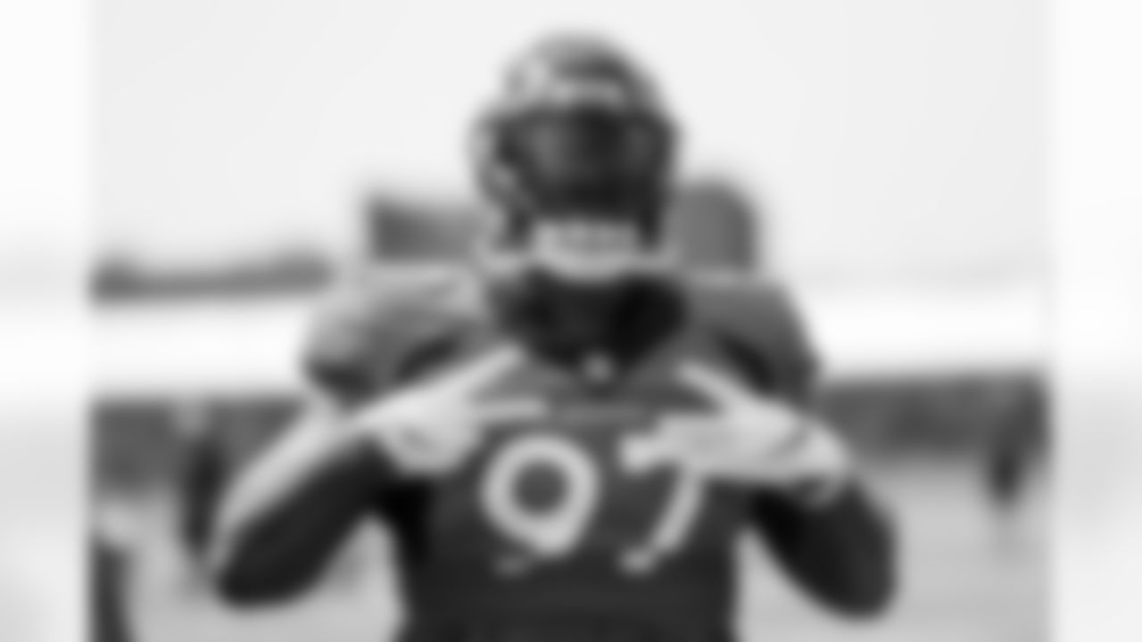 Isaiah Mack during practice on Day 8 of training camp at UCHealth Training Center on August 6, 2021. (Photo by Ben Swanson)