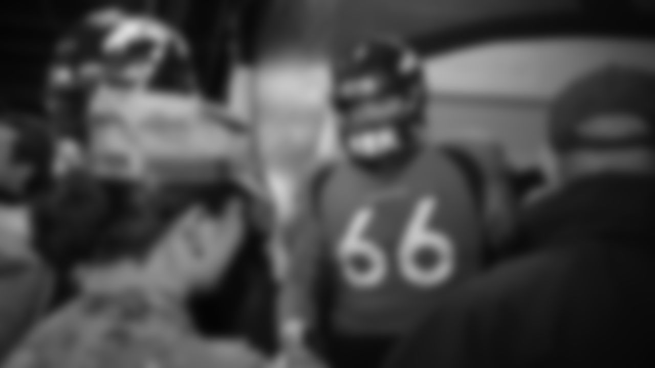 Dalton Risner in the tunnel before the Broncos' game against the Cleveland Browns at Empower Field at Mile High on November 3, 2019. (Photo by Ben Swanson)