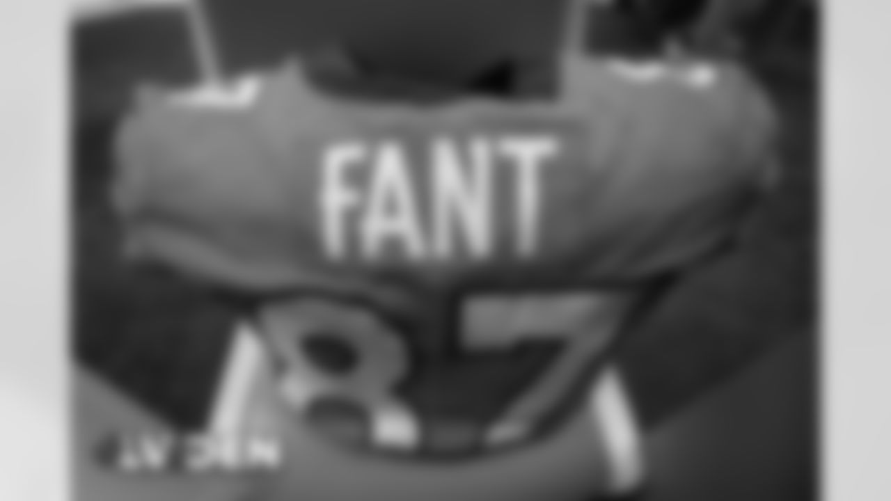 Noah Fant's jersey in the locker room before the Broncos' Week 17 game against the Las Vegas Raiders at Empower Field at Mile High in Denver, Colorado on January 3, 2021. (Photo by Joe Abdellah)