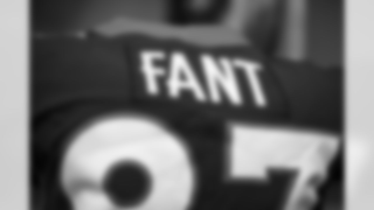 Noah Fant's jersey in the locker room before the Broncos' Week 18 game against the Kansas City Chiefs at Empower Field at Mile High in Denver, Colorado on January 8, 2022. (Photo by Ben Swanson)