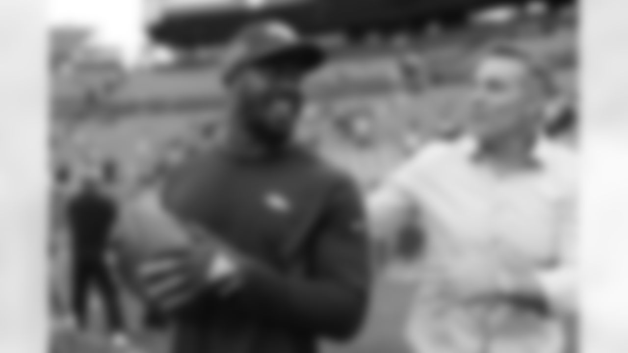 Von Miller and Kurt Warner during pre game action of the NFL game against the Kansas City Chiefs at Broncos Stadium at Mile High in Denver, Colorado, October 01, 2018.
Photo by Gabriel Christus