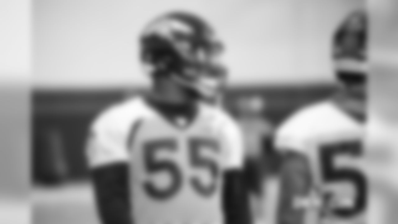 during practice at UCHealth Training Center on November 30, 2018.