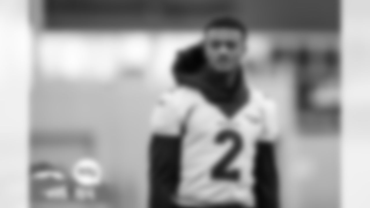Pat Surtain II during practice at UCHealth Training Center in Englewood, Colorado on October 26, 2021. (Photo by Ben Swanson)