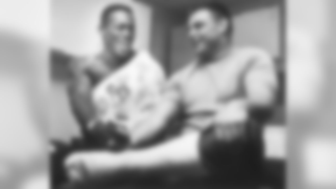 Floyd Little and Bo Hickey candid
