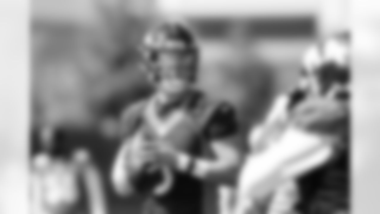 Drew Lock during practice at UCHealth Training Center on September 6, 2021. (Photo by Ben Swanson)