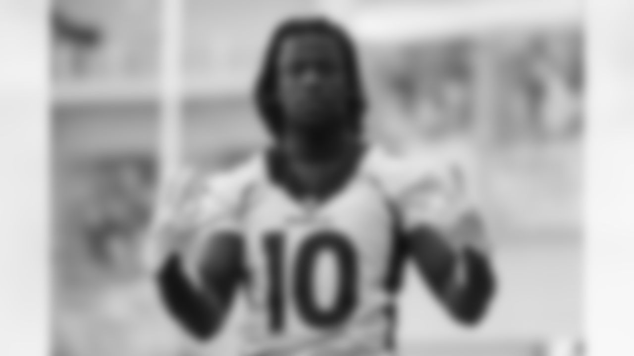 Jerry Jeudy during practice at UCHealth Training Center on September 10, 2021. (Photo by Ben Swanson)