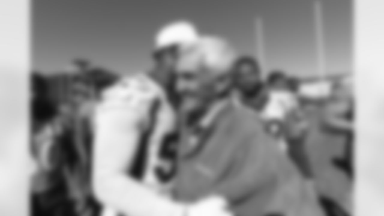 Mike Shanahan and Von Miller after practice on Saturday, October 16, 2021 at UCHealth Training Center in Englewood, Colorado.
Photo by Gabriel Christus