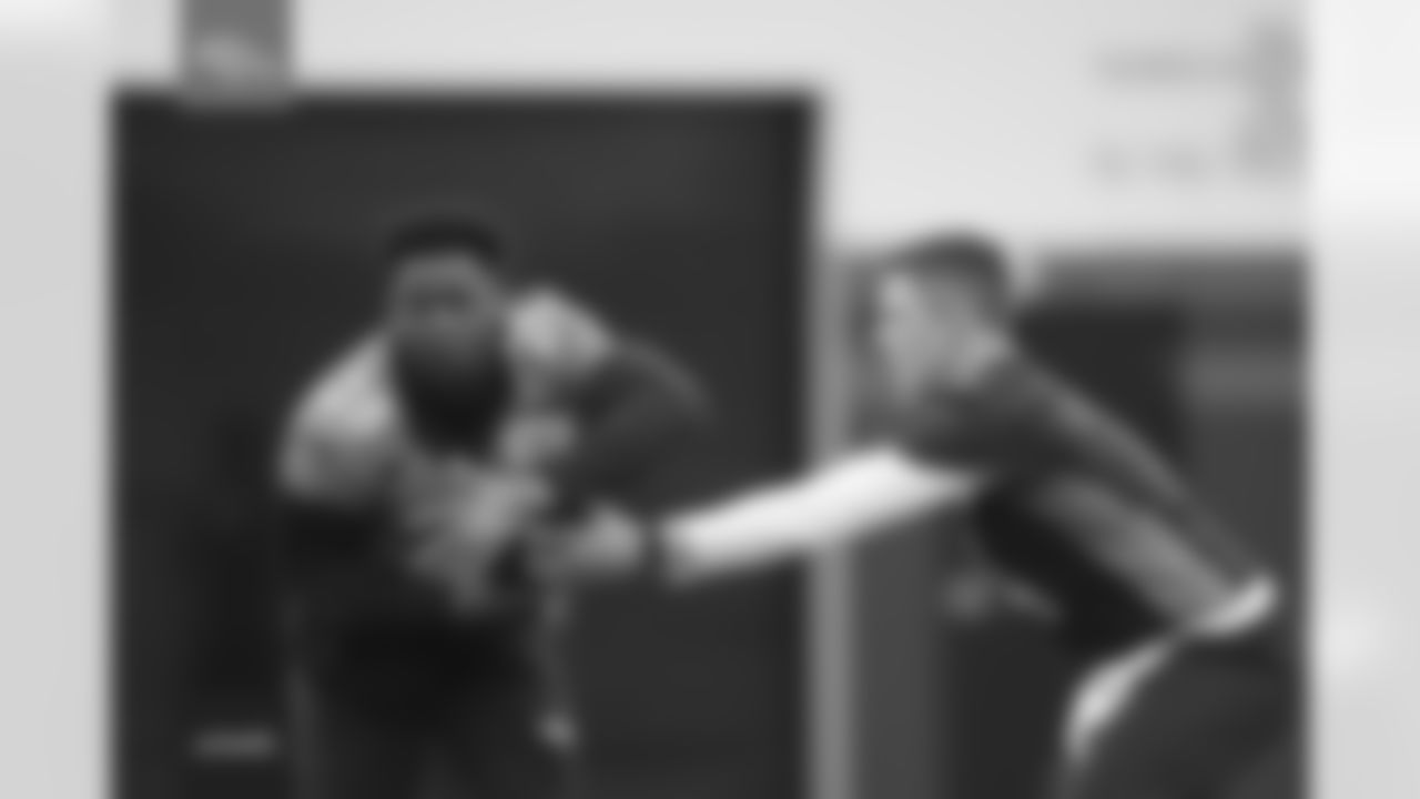 Damarea Crockett and Brett Rypien during an off season workout on Monday, May 2, 2022 at UCHealth Training Center in Englewood, Colorado.
Photo by Gabriel Christus