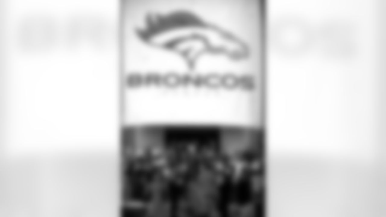 Denver Broncos players, staff and families during the Championship Parade rally the day after returning from the Super Bowl.
