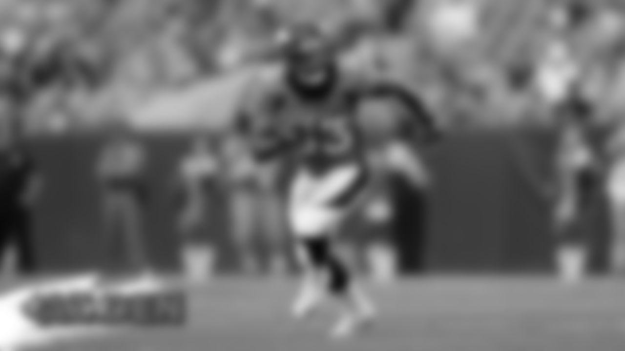 Khalfani Muhammad during the Broncos' preseason game against the Arizona Cardinals on August 29, 2019 at Broncos Stadium at Mile High. (Photo by Gabriel Christus)