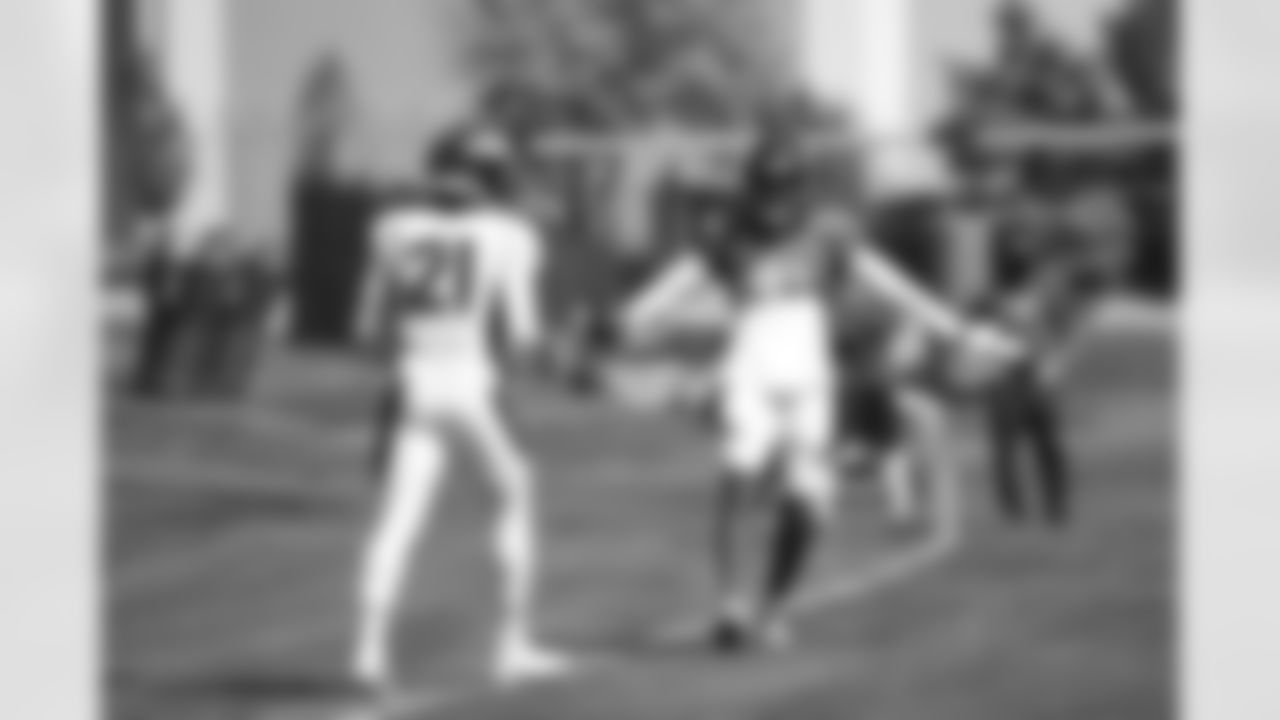 A.J. Bouye and Tim Patrick during training camp at Empower Field at Mile High in Denver, CO, September 01, 2020.
Photo by Gabriel Christus