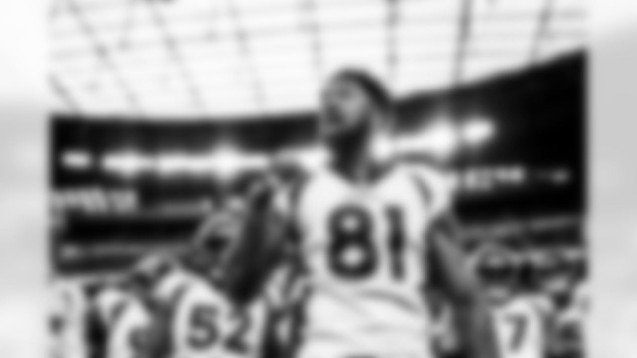 Tim Patrick during the NFL game against the Las Vegas Raiders on Sunday, December 26, 2021 at Allegiant Stadium in Las Vegas, Nevada.