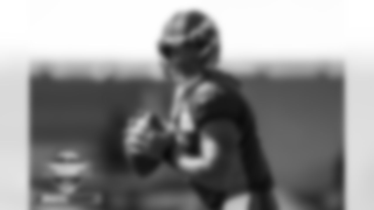 Russell Wilson at practice on Day 11 of training camp at UCHealth Training Center in Englewood, Colorado on August 8, 2022. (Photo by Ben Swanson)