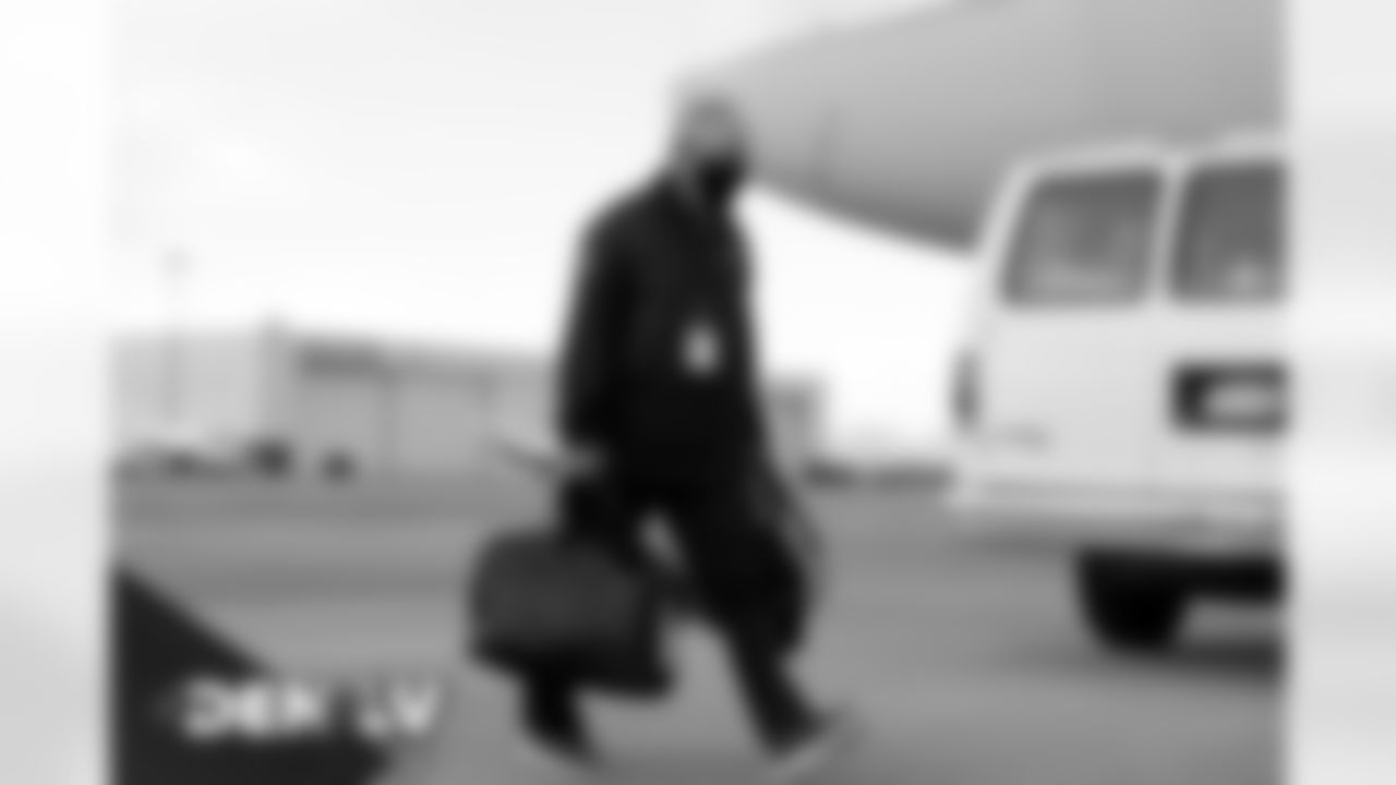 Head Coach Vic Fangio on the tarmac at Denver International Airport on November 14, 2020 during the team's travel to Las Vegas for a Week 10 game against the Raiders. (Photo by Joe Abdellah)