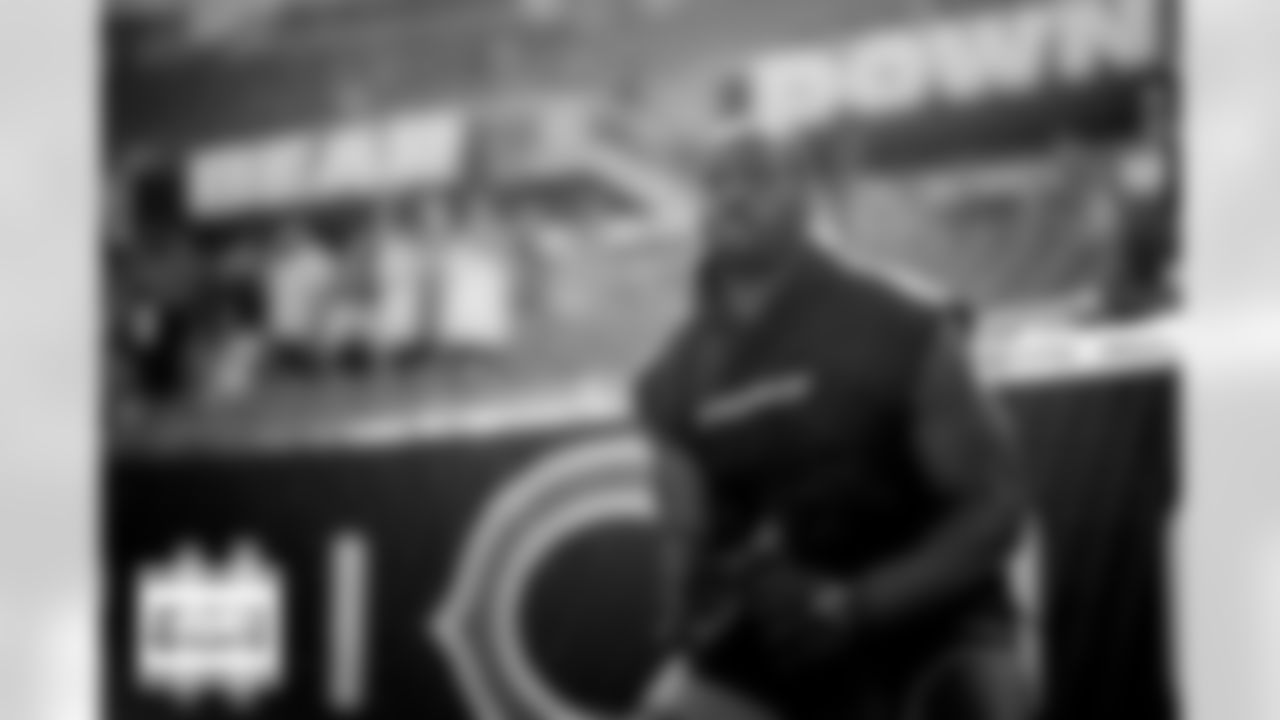 Chris Manhertz before the Broncos' Week 4 game against the Chicago Bears at Soldier Field in Chicago, Illinois on October 1, 2023. Photo by Ben Swanson / Denver Broncos