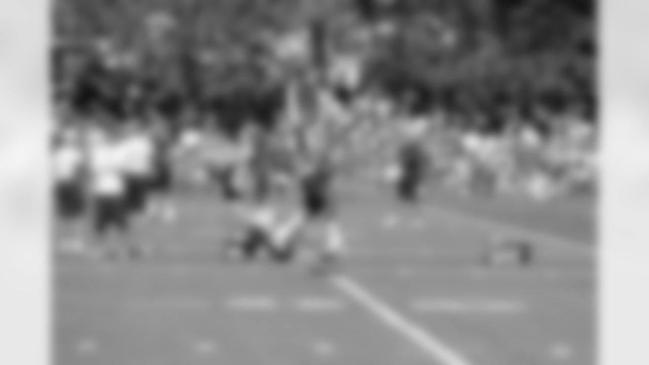 CB Omar Bolden hauls down an interception during individual drills.