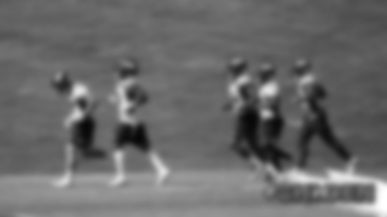 Linebackers Josey Jewell, Todd Davis, Josh Watson, Keishawn Bierria and Corey Nelson at practice at UCHealth Training Center on September 13, 2019. (Photo by Ben Swanson)