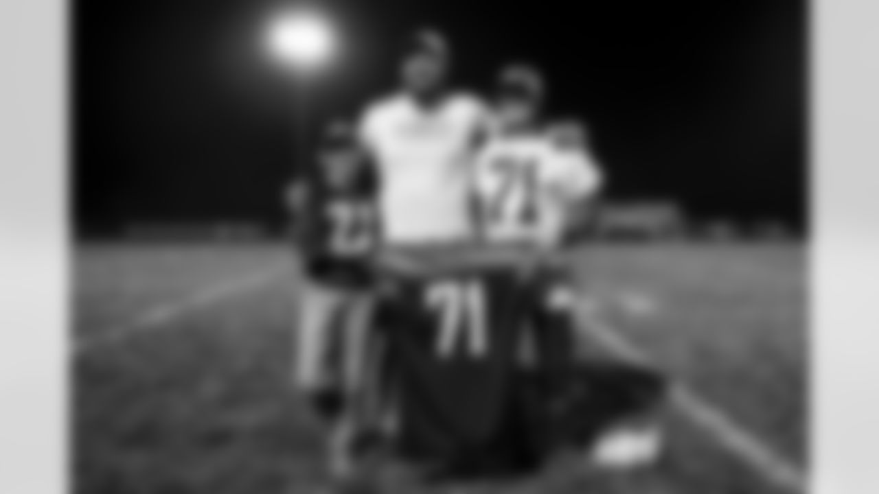 Dalton Risner at Dalton Risner's jersey retirement ceremony at Wiggins High School in Wiggins, CO on September 2, 2021.