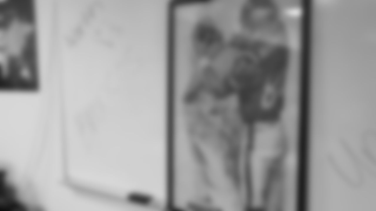 "North loves Broncos" written on a whiteboard at North Middle School in Aurora, Colorado for a Character Playbook School Service event on December 9, 2019. (Photo by Emily Simanskis)