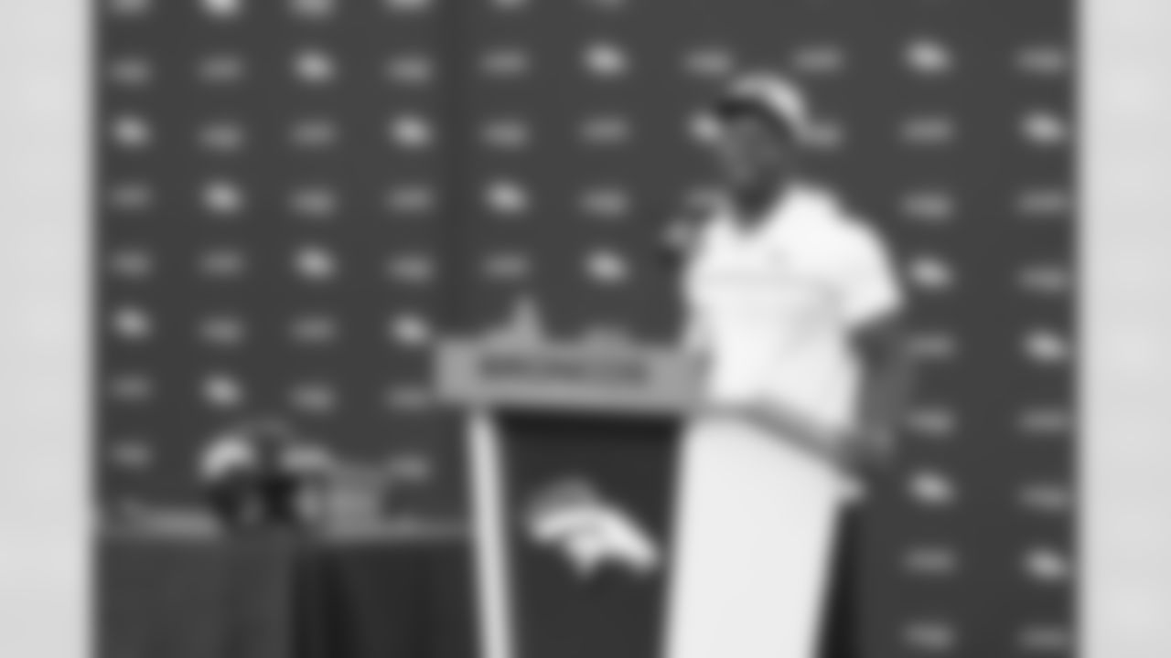 Michael Boone during a press conference introducing free agents Ronald Darby and Michael Boone at UCHealth Training Center in Centennial, CO, March 18, 2021.
Photo by Gabriel Christus