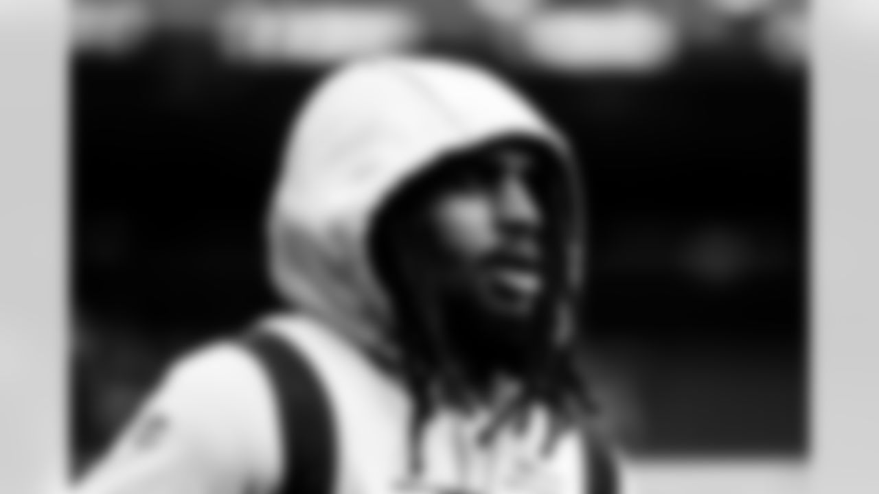 Tyrie Cleveland before the Broncos' Week 10 game against the Philadelphia Eagles at Empower Field at Mile High in Denver, Colorado on November 14, 2021. (Photo by Ben Swanson)