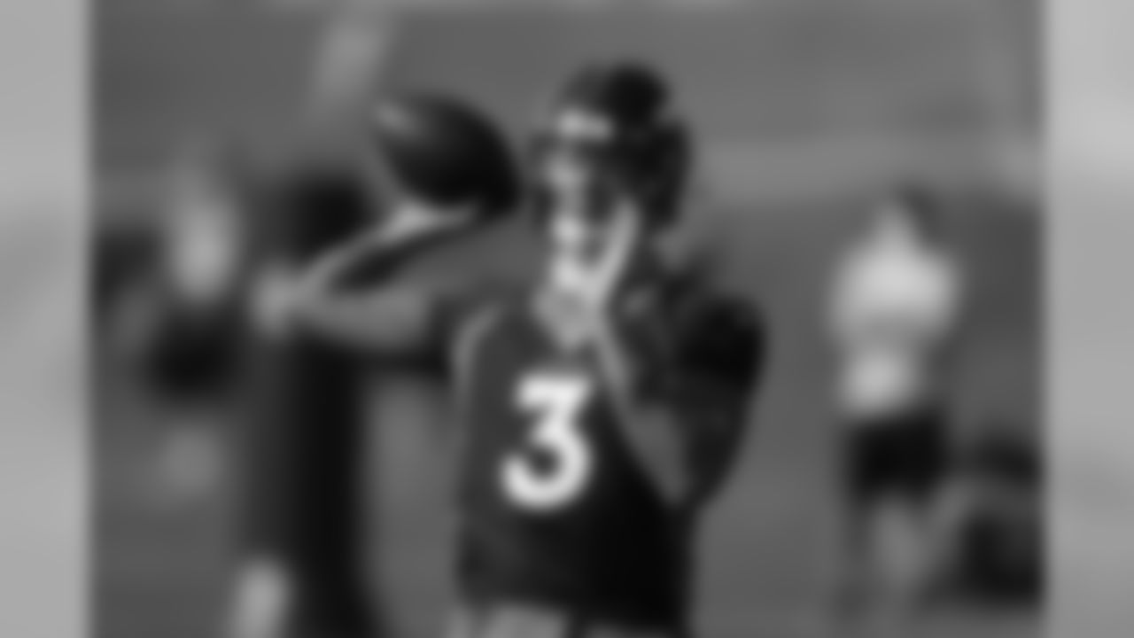 Drew Lock during training camp at UCHealth Training Center in Centennial, CO, August 14, 2020.
Photo by Gabriel Christus